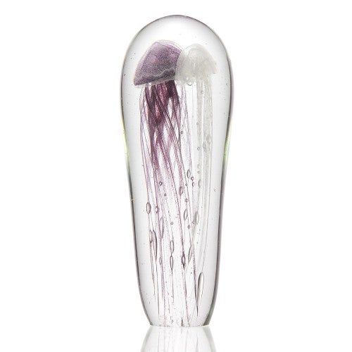 Tall Violet and White Jellyfish Art Glass Statue