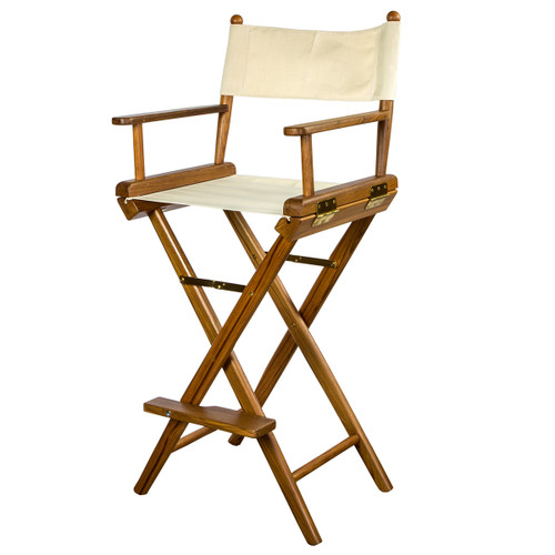 Teak Captain's Chair with Natural Seat Covers