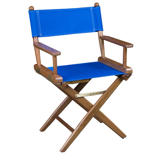 Teak Director's Chair with Blue Seat Covers - OUT OF STOCK UNTIL 07/15/2025