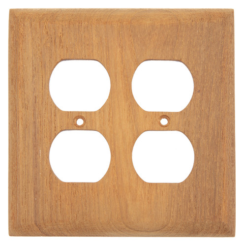 Teak Double Outlet Cover - OUT OF STOCK UNTIL 06/24/2025
