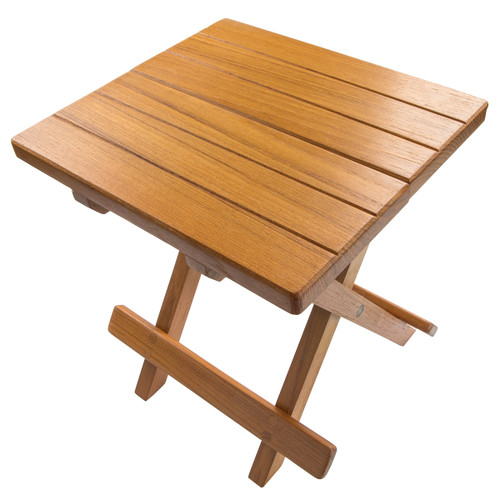 Teak Grooved Top Fold-Away Table