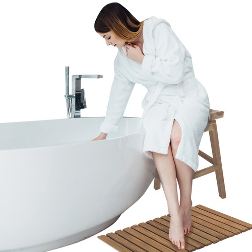 Teak Roll-Up Shower Mat