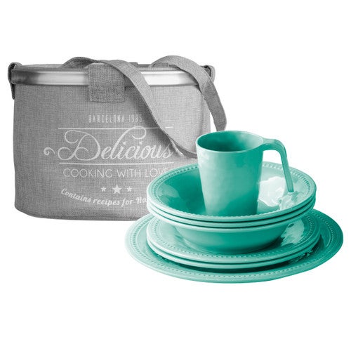 Teal Ripples 16-Piece Tableware Pack
