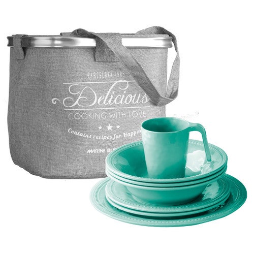 Teal Ripples 24-Piece Tableware Pack