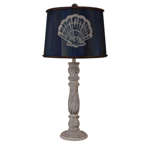 Turned Table Lamp with Shell Shade