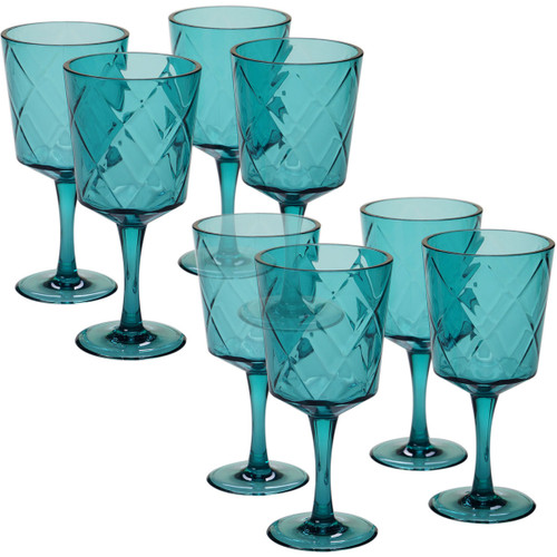 Turquoise Lattice Acrylic Goblets - Set of 8