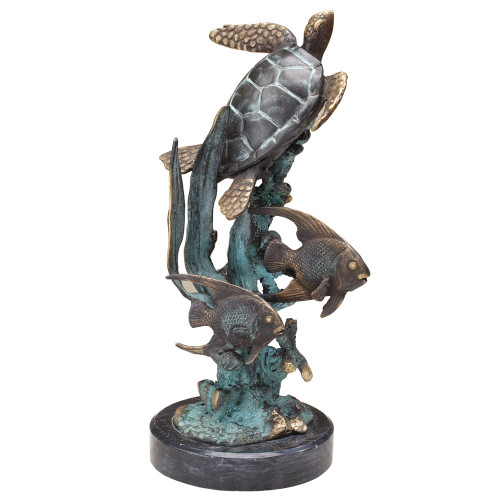Turtle and Fish Friends Sculpture