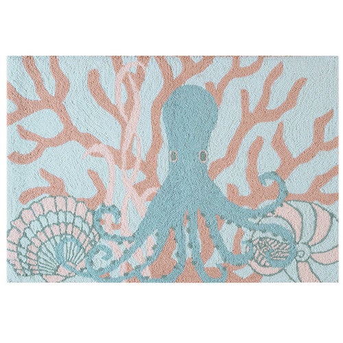 Undersea Octopus Washable Accent Rug