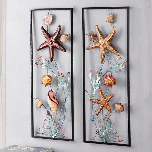 Undersea Shell & Coral Metal Wall Art - Set of 2