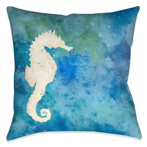 Watercolor Waves Seahorse 18 x 18 Indoor Pillow