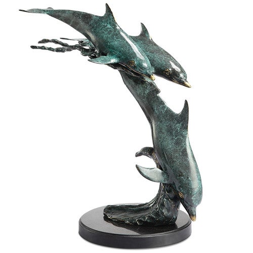 Wave Riding Dolphins Table Statuary