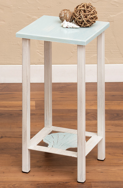 Weathered Blue Seashell Accent Table