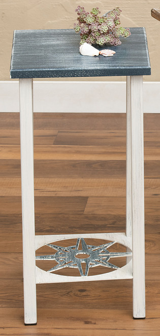 Weathered Nautical Compass Accent Table