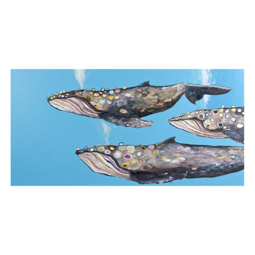 Whale Migration Blue Canvas Art