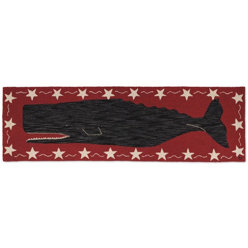 Whale and Stars Hooked Wool Runner