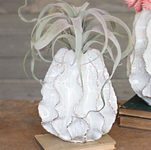 White Rippled Vase - Small