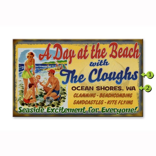 A Day at the Beach Name Personalized Signs