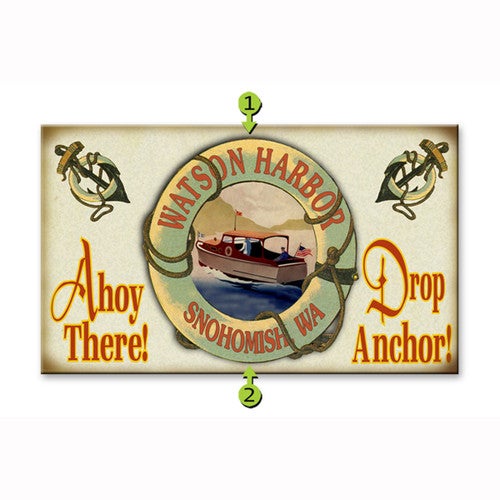 Ahoy There Drop Anchor Motorboat Personalized Sign