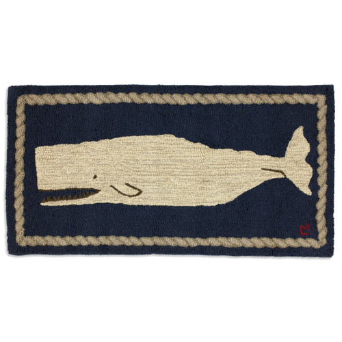 Gentle Giant Whale Hooked Wool Accent Rug