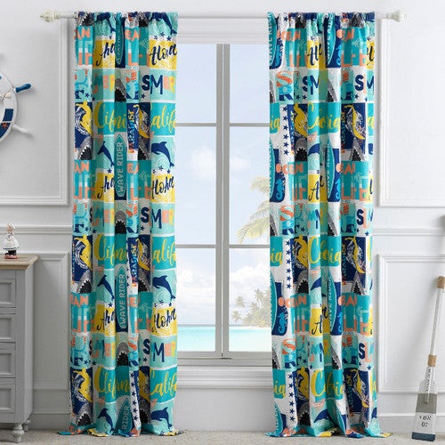 Summer Surf Lined Drapes