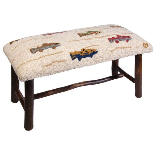Trout Stream Hooked Wool Bench