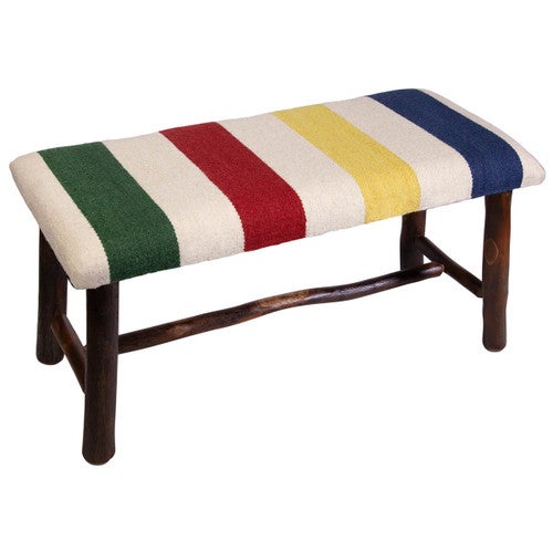 Beach Stripe Hooked Wool Bench