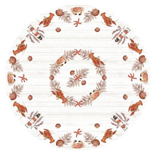 Lighthouse Feast Tablecloth - 70 Inch Round