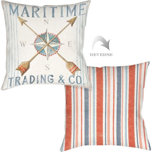 Nautical Compass Outdoor Pillow