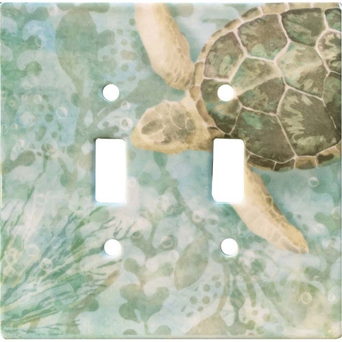 Sea Floor Tortoise Double Switch Plate