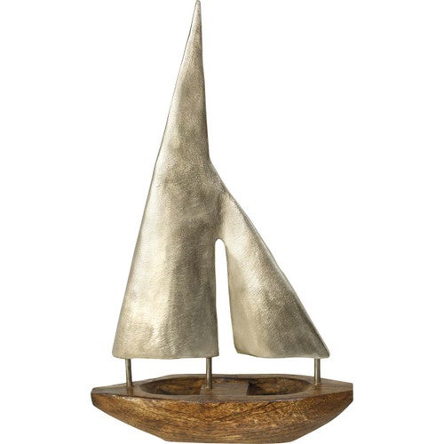 Pewter & Stained Wood Sailboat - Small