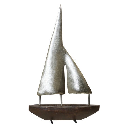 Pewter & Stained Wood Sailboat - Small