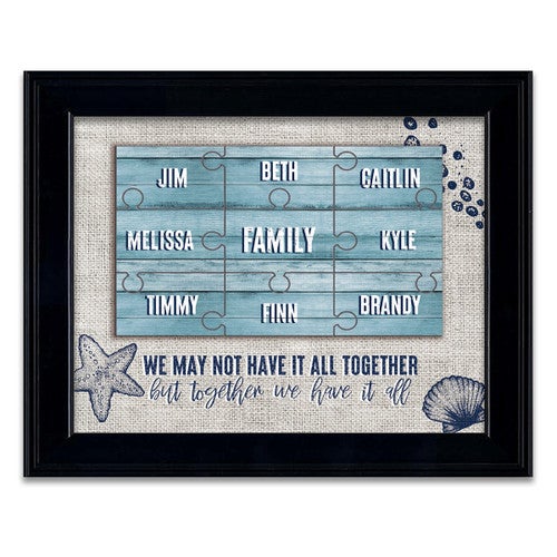 Seaside Puzzle Personalized Framed Paper Print Behind Glass