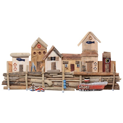 Coastal Village Driftwood Wall Art