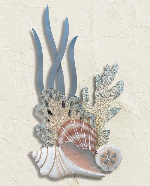 Reef & Shell Cluster Wood Wall Art - Facing Left