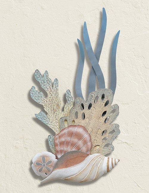 Reef & Shell Cluster Wood Wall Art - Facing Right