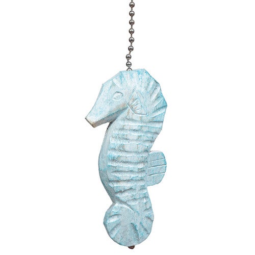 Aqua Seahorse Fan Pull