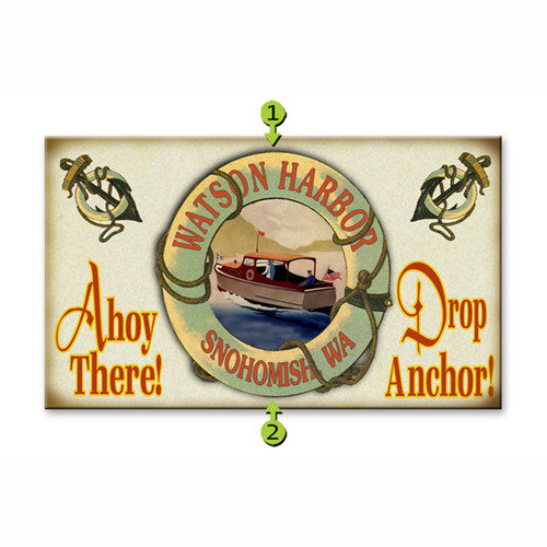 Ahoy There Drop Anchor Motorboat Personalized Sign - 14 x 24