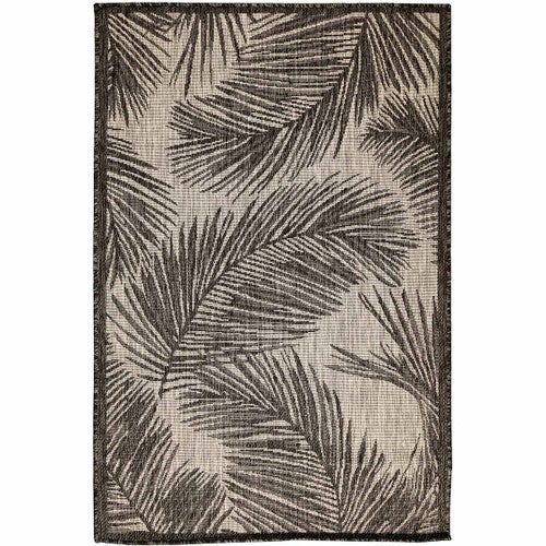 Hermosa Fronds Black Indoor/Outdoor Rug - 8 x 10 - OUT OF STOCK UNTIL 04/09/2025