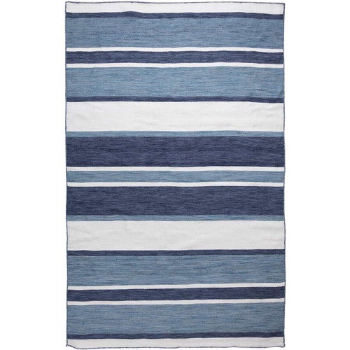 Carlsbad Navy Stripes Indoor/Outdoor Rug - 2 x 8