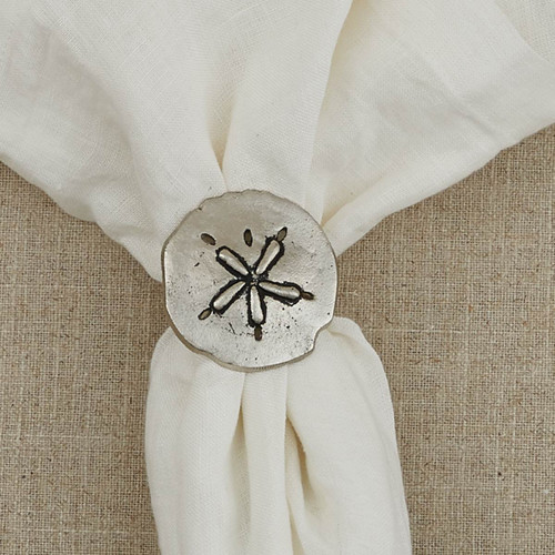 Aluminum Sand Dollar Napkin Rings - Set of 4