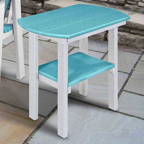 Bayside Oval End Table - Aruba Blue & White