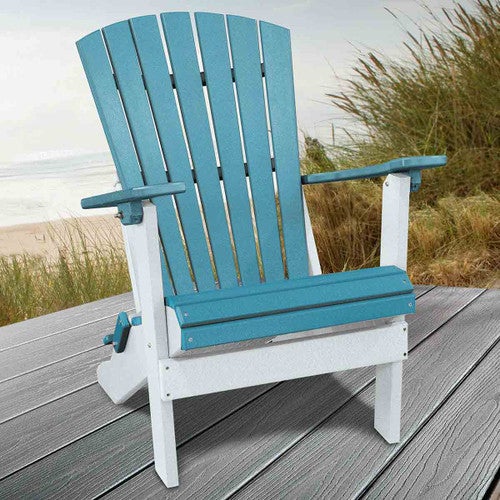 Bayside Adirondack Folding Chair - Aruba Blue & White