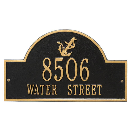 Anchor Arch Address Plaque - Black & Gold