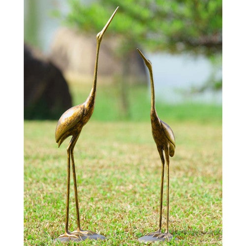 Cranes Looking Upward Garden Statuary