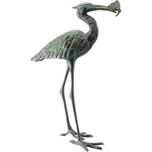 Crane with Fish Garden Statuary