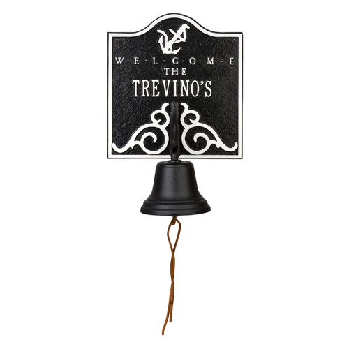 Anchor Personalized Bell Welcome Plaque - Black & White
