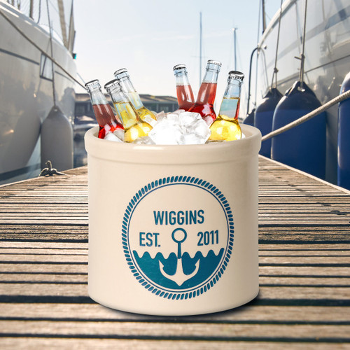 Anchor Personalized Established Crock - Sea Blue