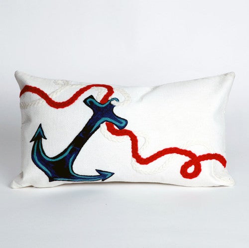 Anchor White Pillow - 12 x 20