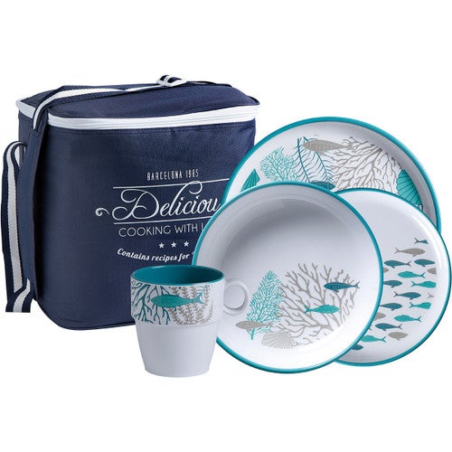 Aqua Reef 24 Pc. Tableware Set with Basket