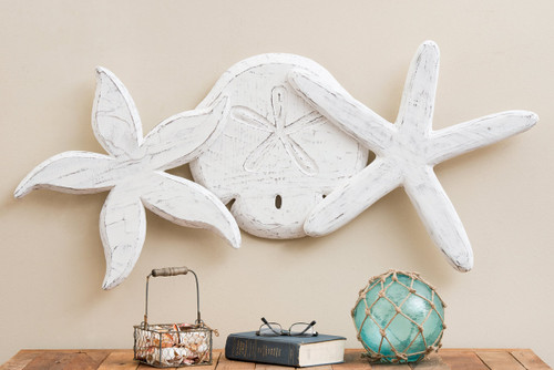Antique Sand Dollar and Starfish Wall Hanging